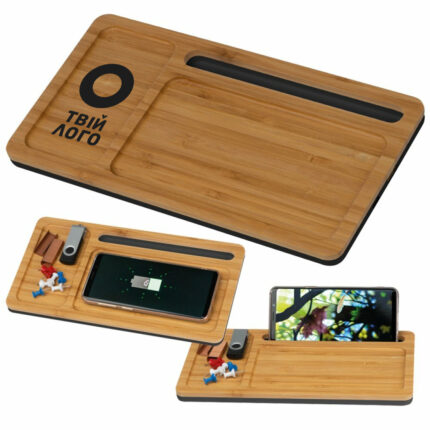 Органайзер настільний з бездротовим зарядним пристроєм та USB-кабелем - фото подарункові набори